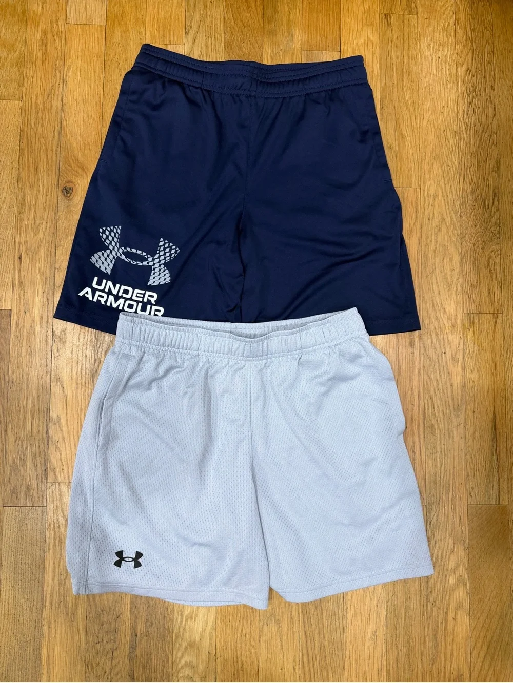 Under Armour Youth Size Large Athletic Shorts — Blue & Light Gray